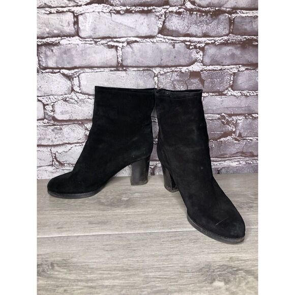 Jil Sander Black Suede Leather Pull On Heel Booties Boots Women Sz 35.5EU/5M US - Picture 3 of 16